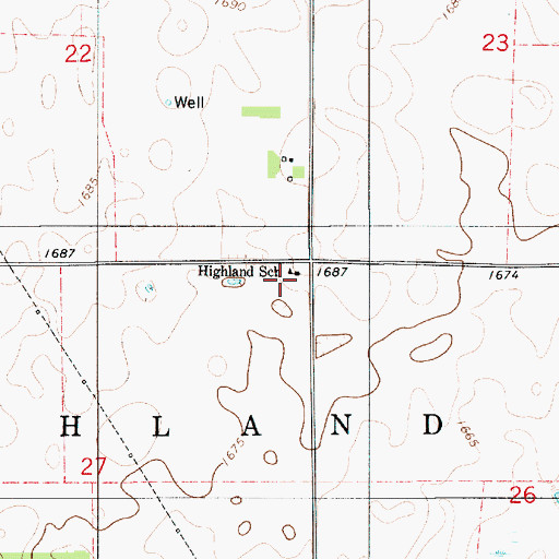 Topographic Map of Highland School, SD
