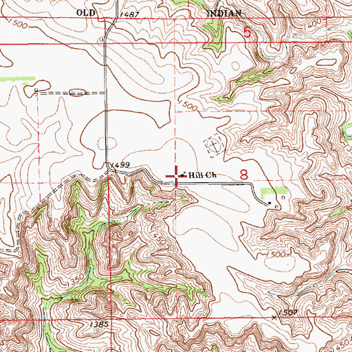Topographic Map of Hill Church, SD