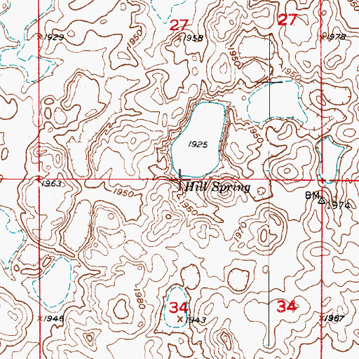 Topographic Map of Hill Spring, SD