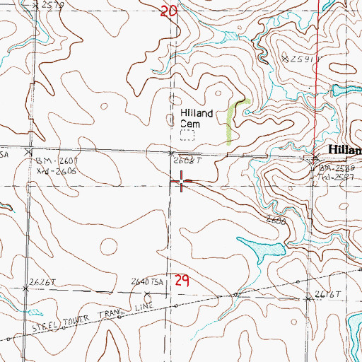 Topographic Map of Hilland, SD