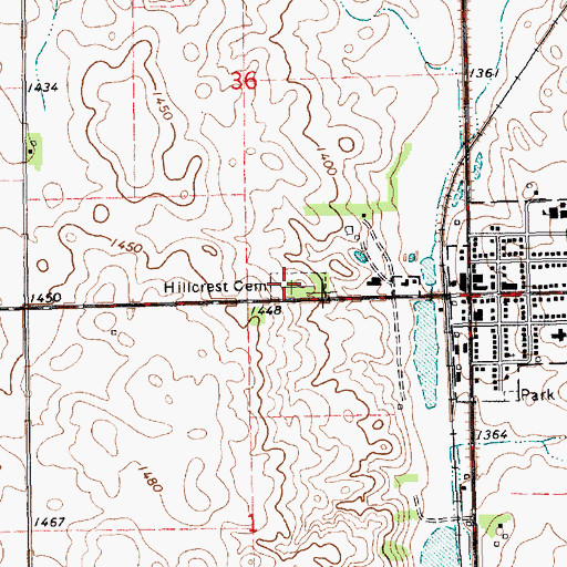 Topographic Map of Hillcrest Cemetery, SD