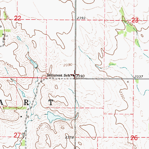 Topographic Map of Hillcrest School, SD