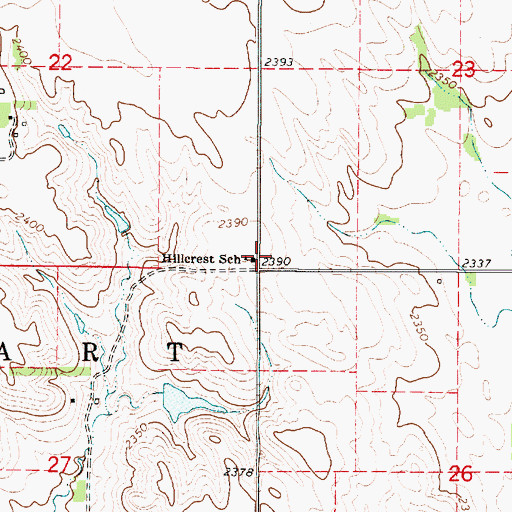 Topographic Map of Hillcrest School, SD