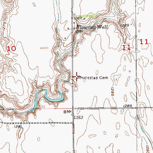 Topographic Map of Hillestad Cemetery, SD