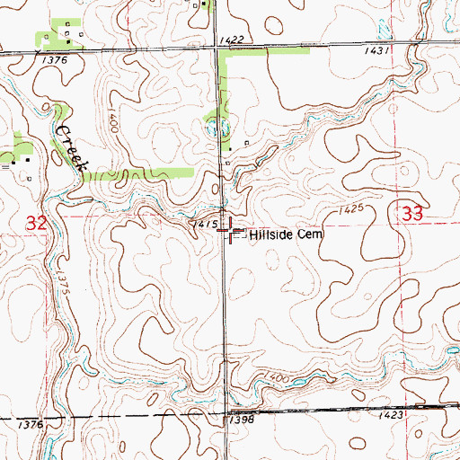 Topographic Map of Hillside Cemetery, SD