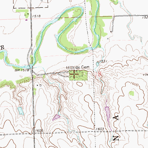 Topographic Map of Hillside Cemetery, SD