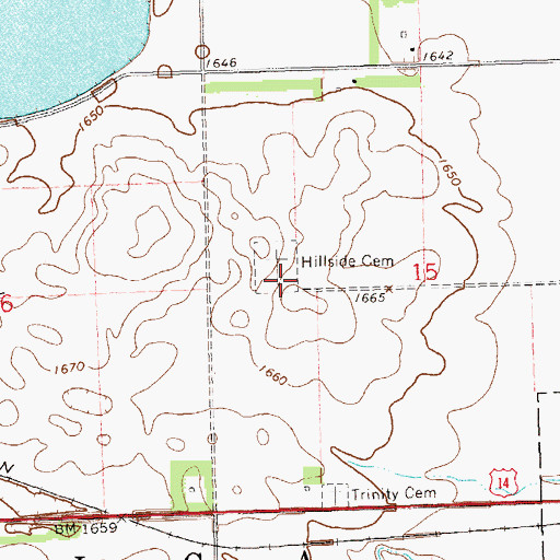 Topographic Map of Hillside Cemetery, SD