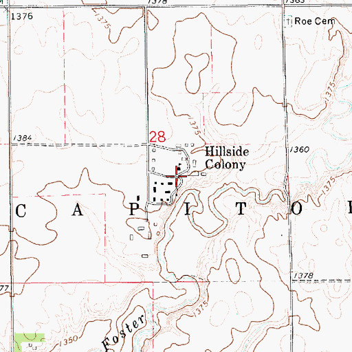 Topographic Map of Hillside Colony, SD