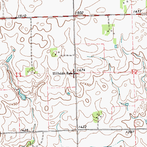 Topographic Map of Hillside School, SD