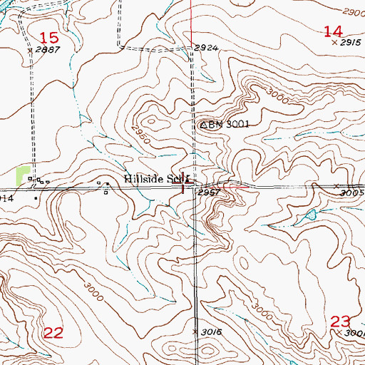 Topographic Map of Hillside School, SD
