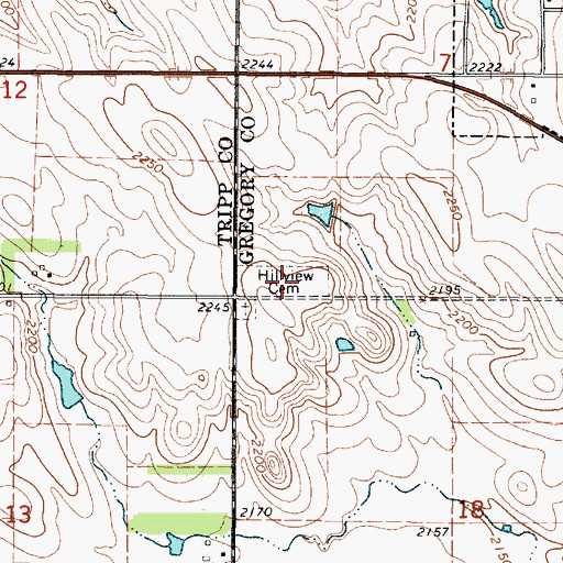 Topographic Map of Hillview Cemetery, SD