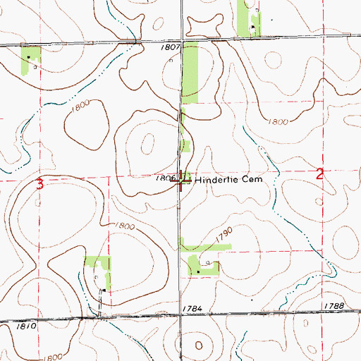 Topographic Map of Hinderlie Cemetery, SD