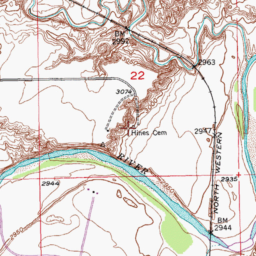 Topographic Map of Hines Cemetery, SD