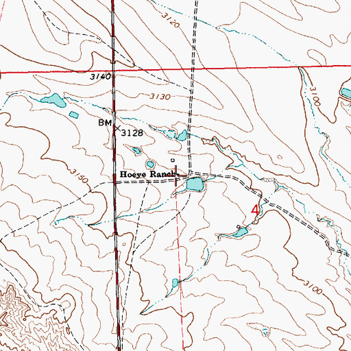 Topographic Map of Hoeye Ranch, SD
