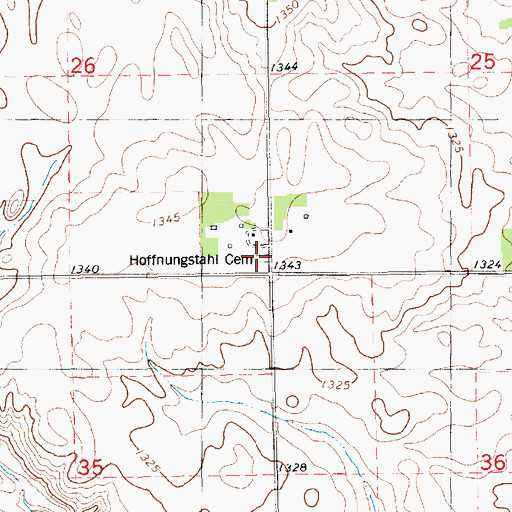 Topographic Map of Hoffnugstahl Cemetery, SD