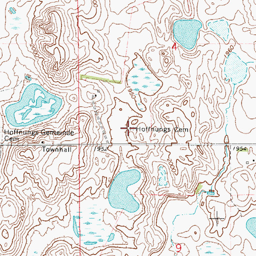 Topographic Map of Hoffnungs Cemetery, SD