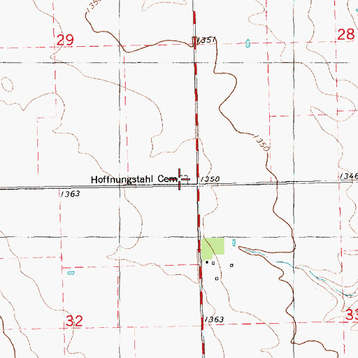 Topographic Map of Hoffnungstahl Cemetery, SD