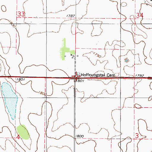 Topographic Map of Hoffnungstal Lutheran Cemetery, SD