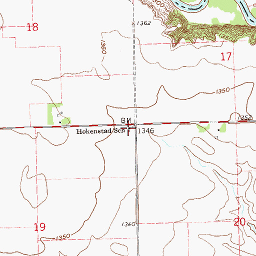 Topographic Map of Hokenstad School, SD