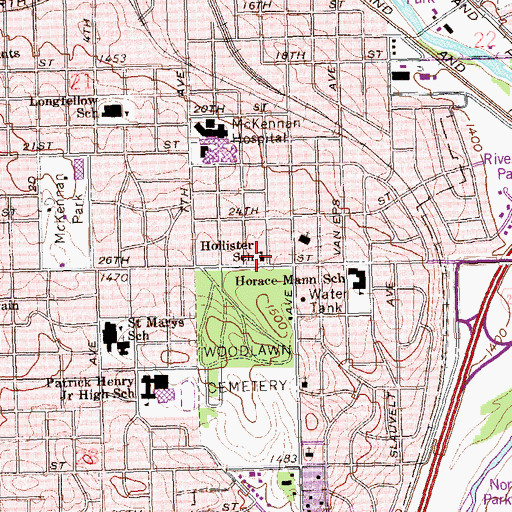 Topographic Map of Hollister School, SD
