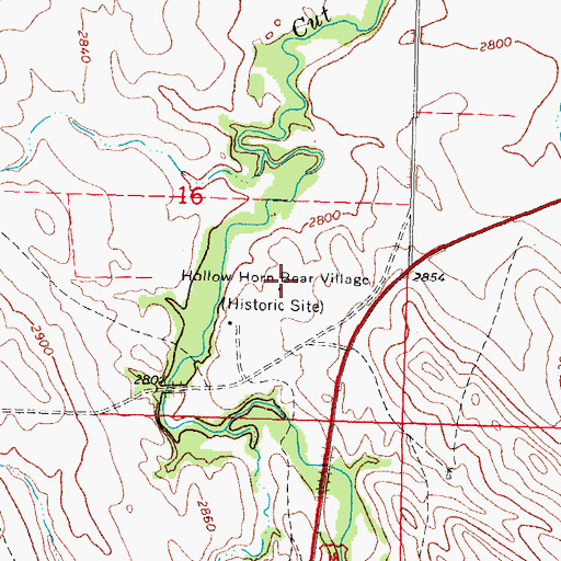 Topographic Map of Hollow Horn Bear Village Historic Site, SD