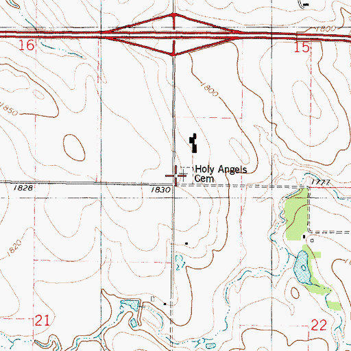 Topographic Map of Holy Angels Cemetery, SD