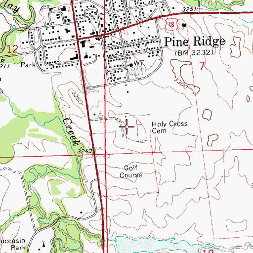 Topographic Map of Holy Cross Cemetery, SD