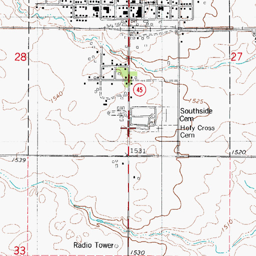 Topographic Map of Holy Cross Cemetery, SD