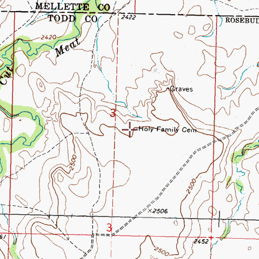 Topographic Map of Holy Family Cemetery, SD