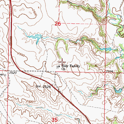Topographic Map of Holy Family Church, SD