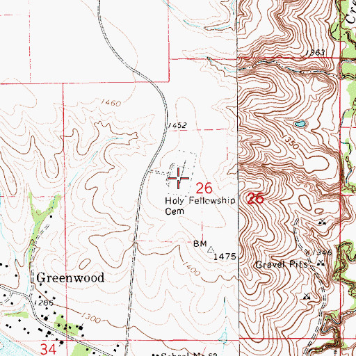 Topographic Map of Holy Fellowship Cemetery, SD
