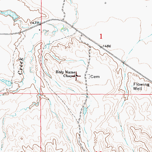 Topographic Map of Holy Name Chapel, SD