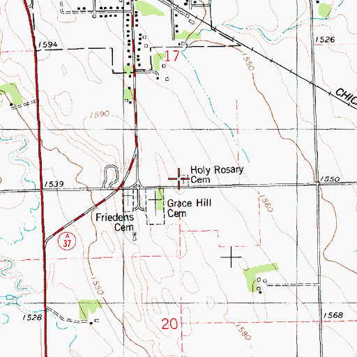 Topographic Map of Cathedral Cemetery, SD