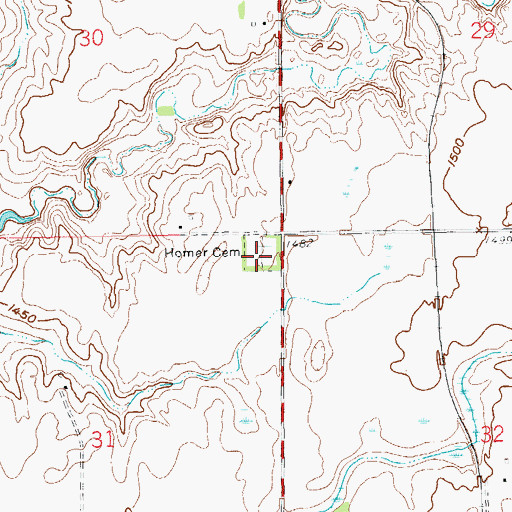 Topographic Map of Homer Cemetery, SD