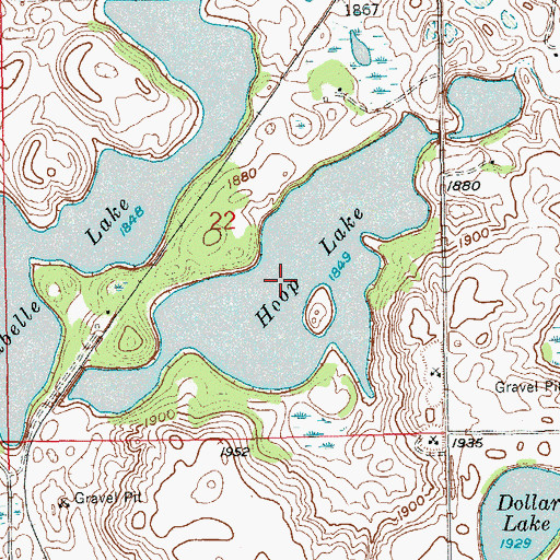 Topographic Map of Hoop Lake, SD