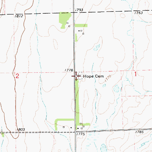 Topographic Map of Hope Cemetery, SD