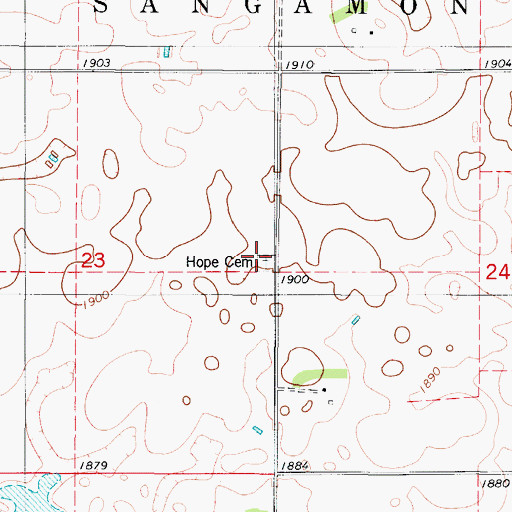 Topographic Map of Hoffnungs Hope Lutheran Cemetery, SD