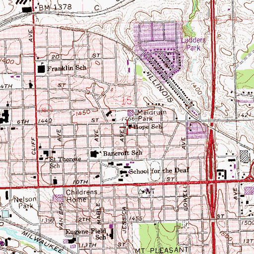 Topographic Map of Hope School, SD