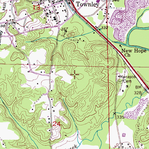 Topographic Map of Reno Hill, AL