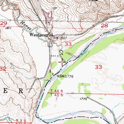 Topographic Map of Horse Creek, SD