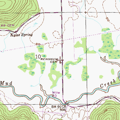 Topographic Map of Renshaw Cemetery, AL