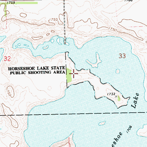 Topographic Map of Horseshoe Lake State Public Shooting Area, SD