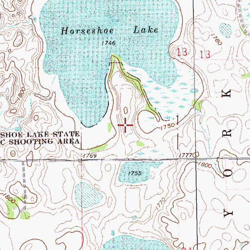 Topographic Map of Horseshoe Lake State Public Shooting Area, SD