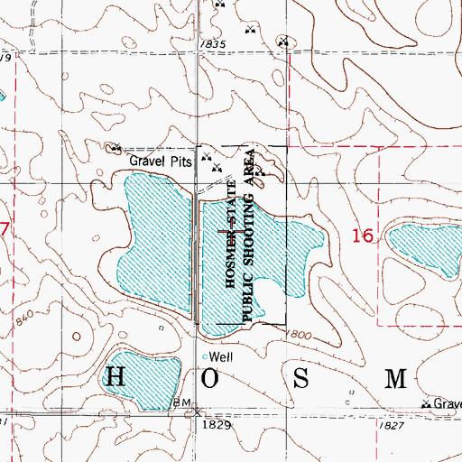 Topographic Map of Hosmer State Public Shooting Area, SD