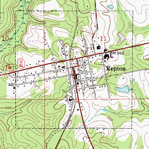 Topographic Map of Repton, AL