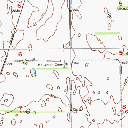 Topographic Map of Houghton Cemetery, SD