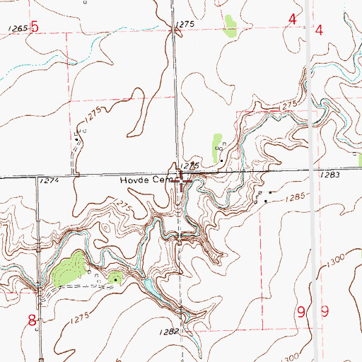 Topographic Map of Hovde Cemetery, SD