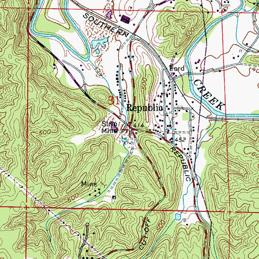 Topographic Map of Republic, AL