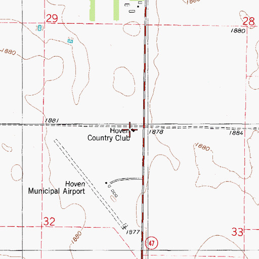 Topographic Map of Hoven Country Club, SD