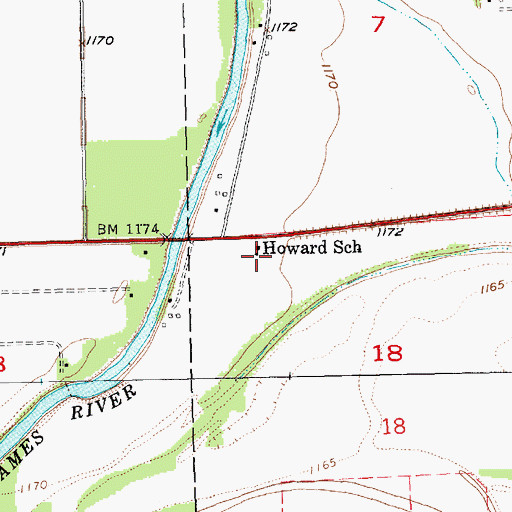 Topographic Map of Howard School, SD